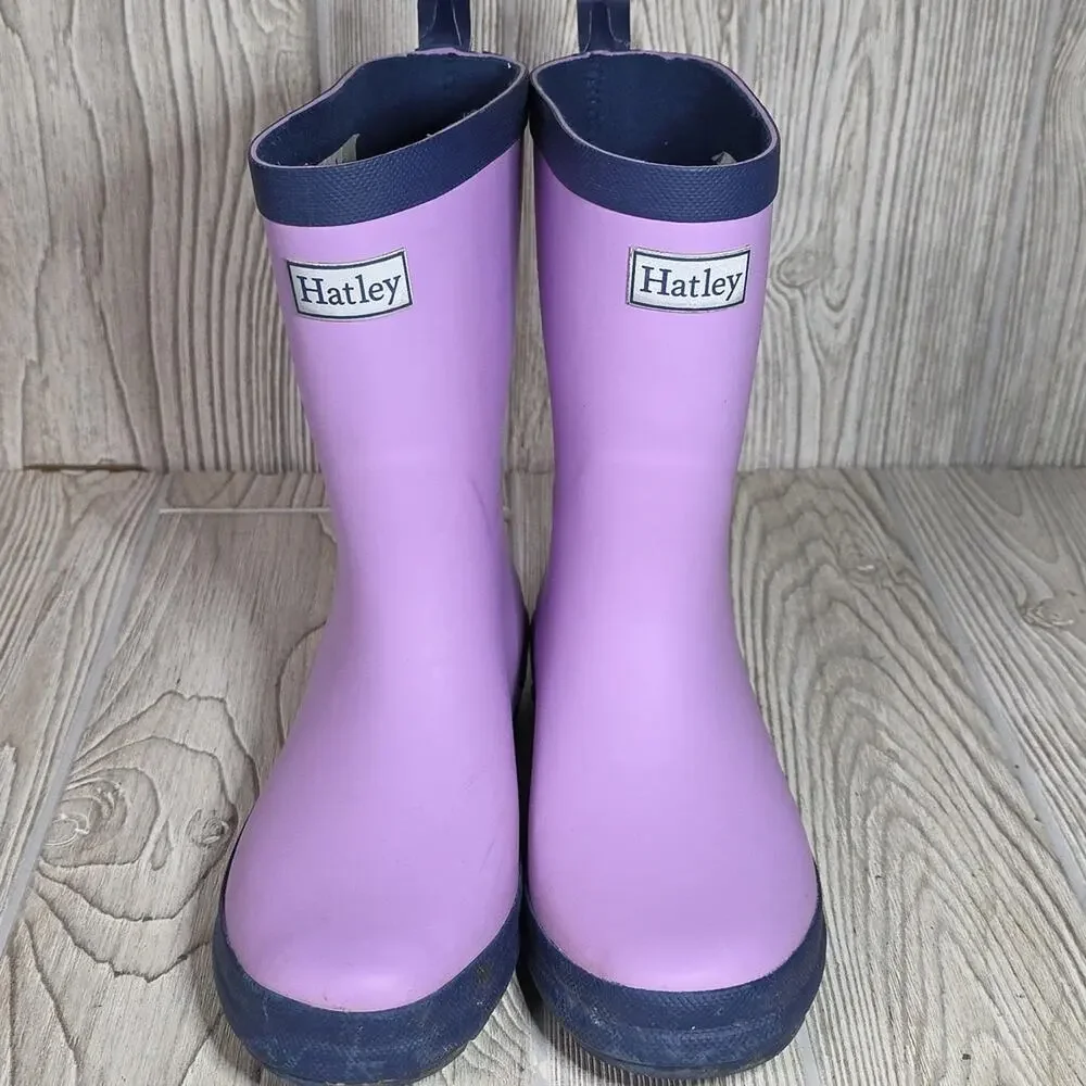 Hatley Lilac Purple Navy Matte Rain Boots Kids Size 3